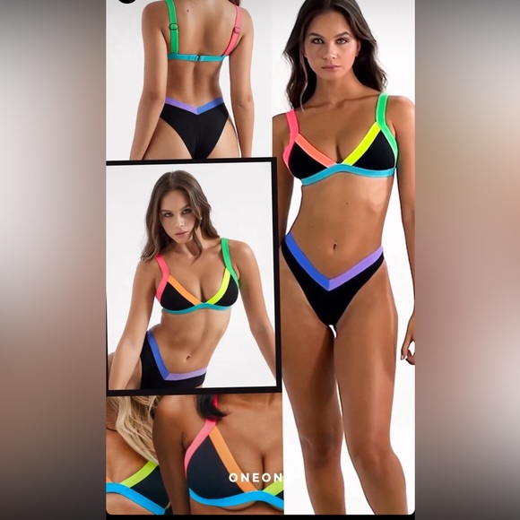 NWT OneOne Swimwear Bikini SET Jena Sims 2023 Coco Cay Black Kameron Jesse New - Picture 8 of 9